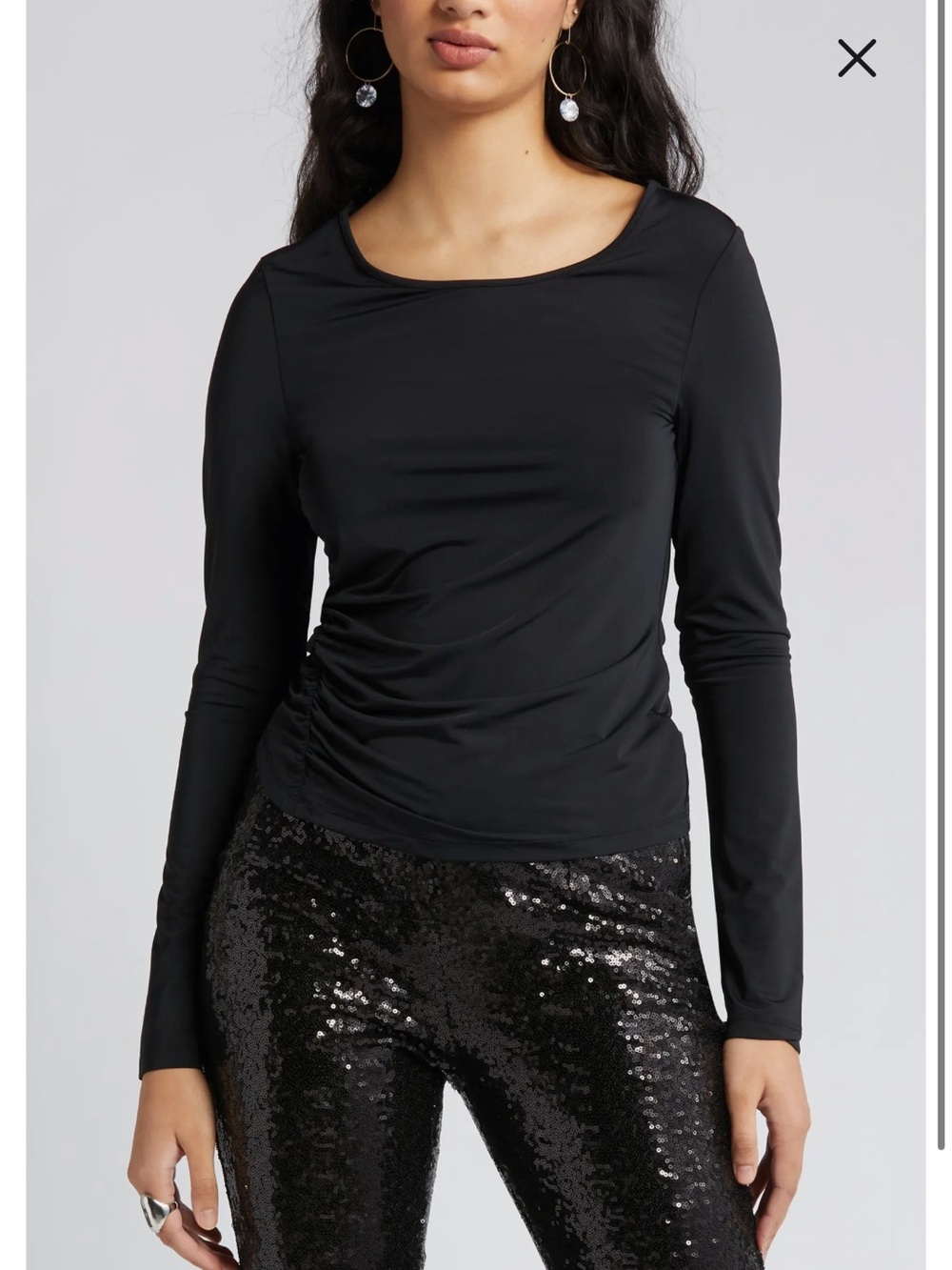 Open Edit Long-Sleeve Ruched Side Top - Picture 4 of 4